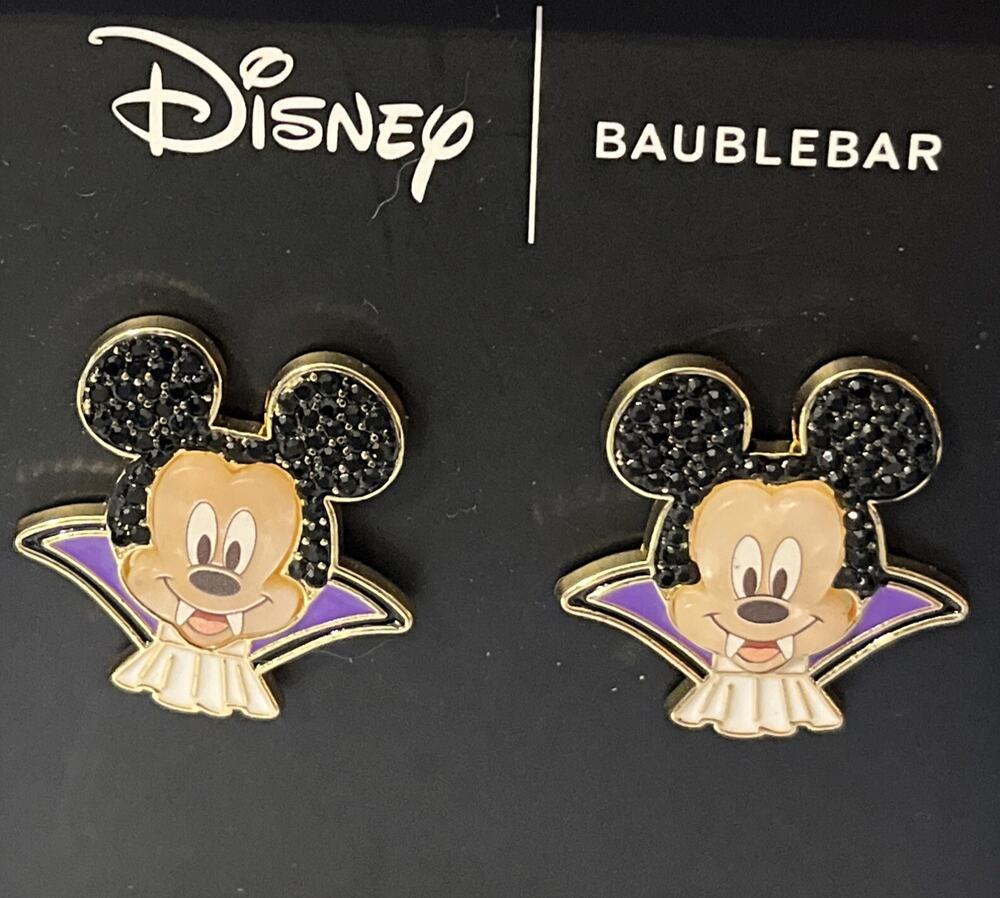 BaubleBar Disney Halloween Mickey Mouse Vampire Enamel Stud Earrings NEW Boxed